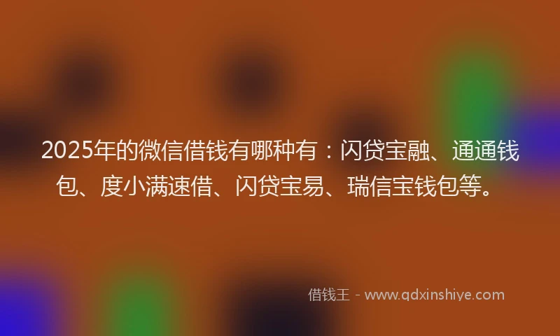 2025年的微信借钱有哪种有：闪贷宝融、通通钱包、度小满速借、闪贷宝易、瑞信宝钱包等。