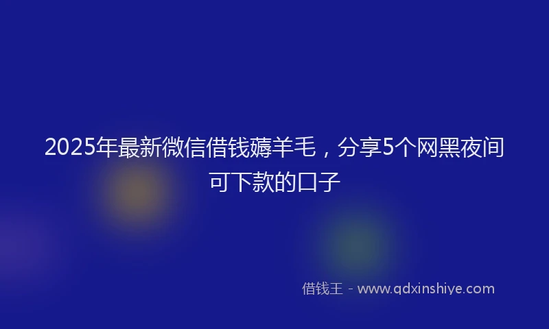 2025年最新微信借钱薅羊毛，分享5个网黑夜间可下款的口子