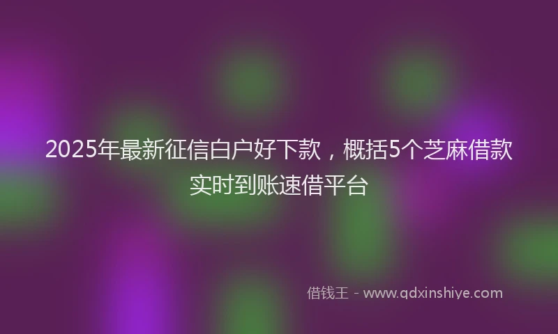 2025年最新征信白户好下款，概括5个芝麻借款实时到账速借平台