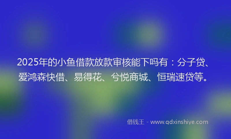 2025年的小鱼借款放款审核能下吗有：分子贷、爱鸿森快借、易得花、兮悦商城、恒瑞速贷等。