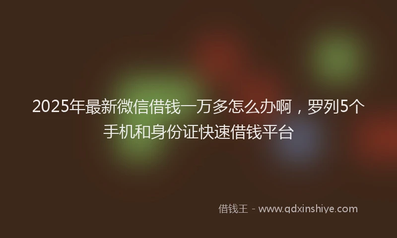 2025年最新微信借钱一万多怎么办啊，罗列5个手机和身份证快速借钱平台