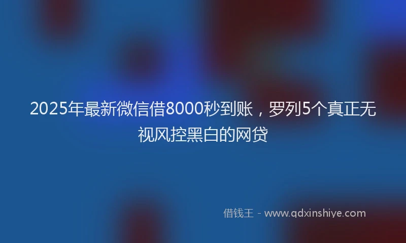 2025年最新微信借8000秒到账，罗列5个真正无视风控黑白的网贷