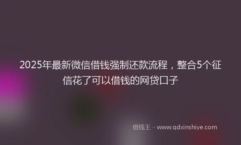 2025年最新微信借钱强制还款流程，整合5个征信花了可以借钱的网贷口子