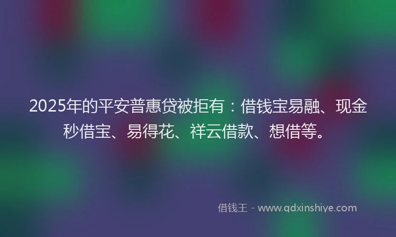 2025年的平安普惠贷被拒有：借钱宝易融、现金秒借宝、易得花、祥云借款、想借等。