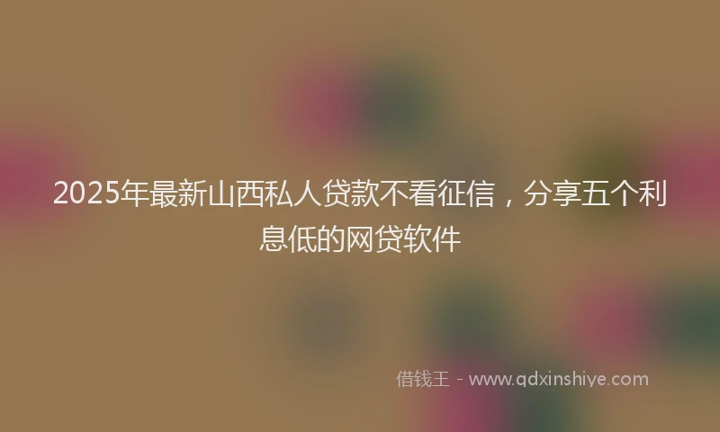 2025年最新山西私人贷款不看征信，分享五个利息低的网贷软件