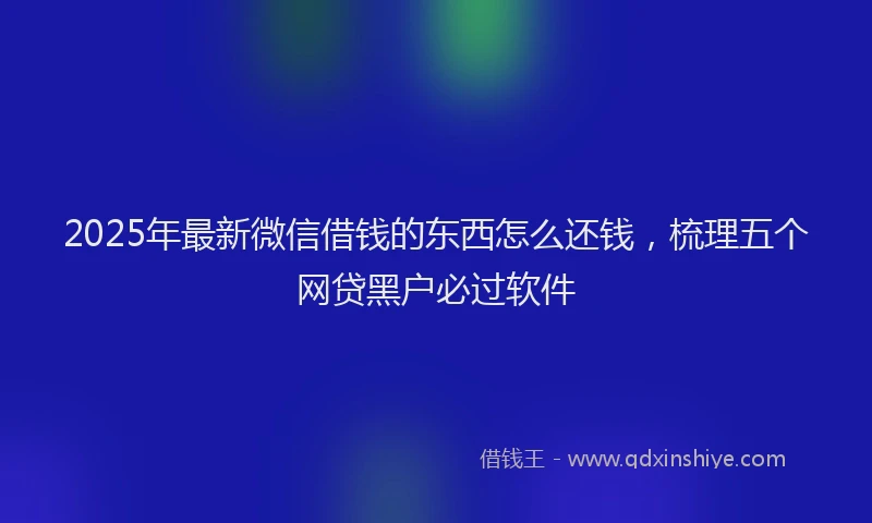 2025年最新微信借钱的东西怎么还钱，梳理五个网贷黑户必过软件