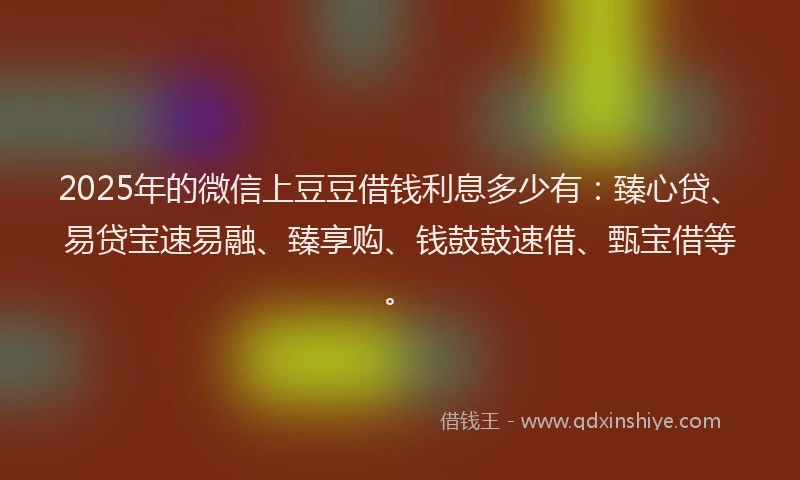 2025年的微信上豆豆借钱利息多少有：臻心贷、易贷宝速易融、臻享购、钱鼓鼓速借、甄宝借等。