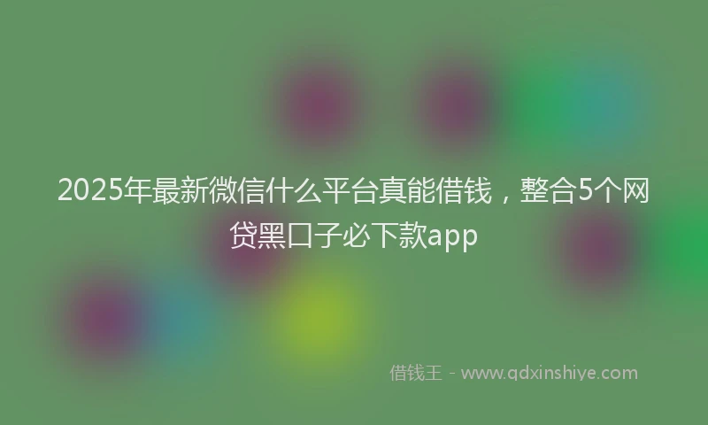 2025年最新微信什么平台真能借钱，整合5个网贷黑口子必下款app