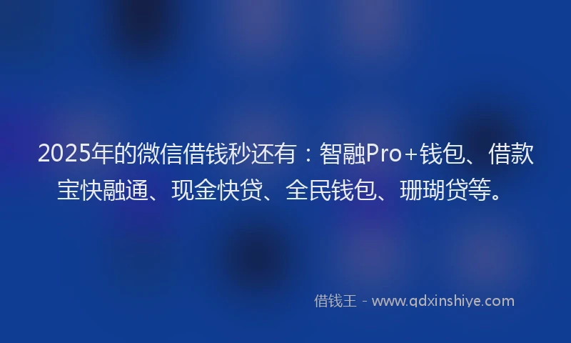 2025年的微信借钱秒还有：智融Pro+钱包、借款宝快融通、现金快贷、全民钱包、珊瑚贷等。