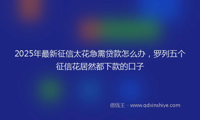 2025年最新征信太花急需贷款怎么办，罗列五个征信花居然都下款的口子
