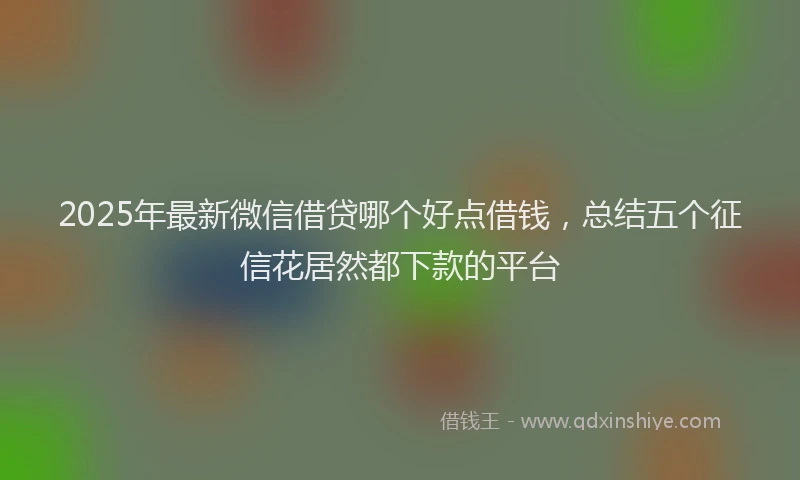 2025年最新微信借贷哪个好点借钱，总结五个征信花居然都下款的平台