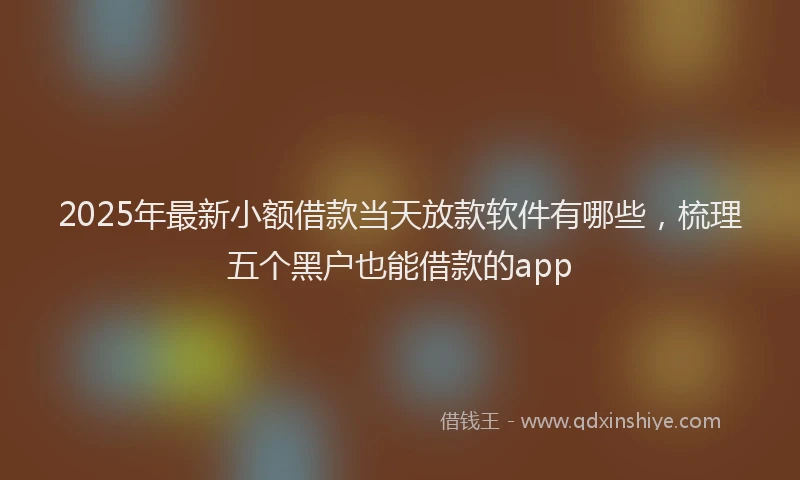 2025年最新小额借款当天放款软件有哪些，梳理五个黑户也能借款的app