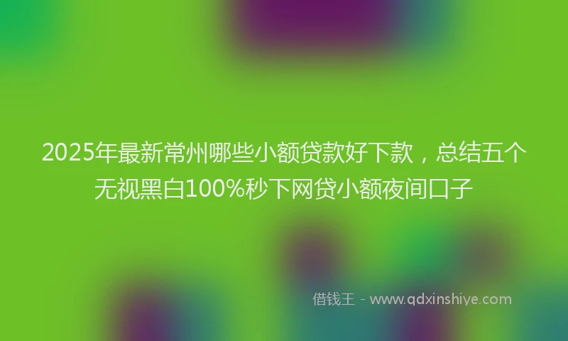 2025年最新常州哪些小额贷款好下款，总结五个无视黑白100%秒下网贷小额夜间口子