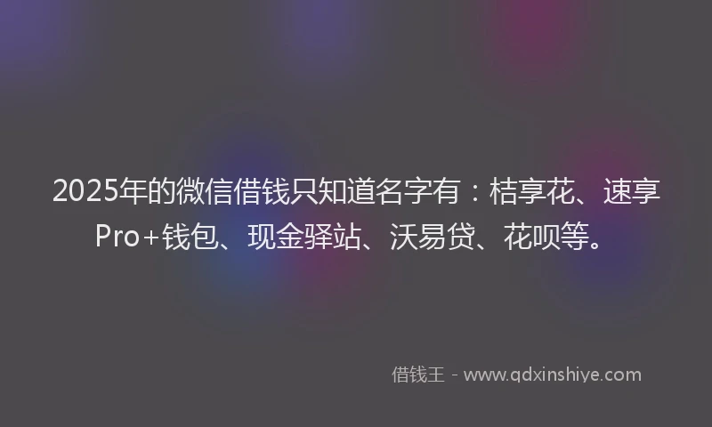 2025年的微信借钱只知道名字有：桔享花、速享Pro+钱包、现金驿站、沃易贷、花呗等。