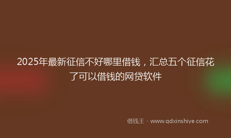 2025年最新征信不好哪里借钱，汇总五个征信花了可以借钱的网贷软件