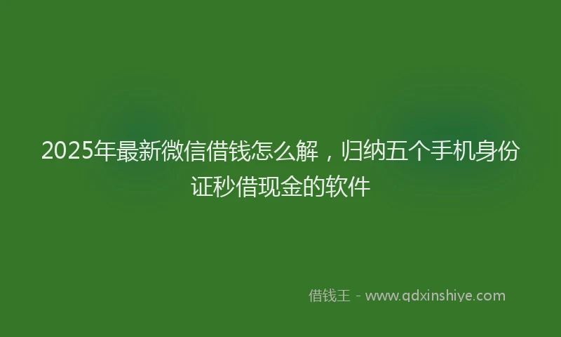 2025年最新微信借钱怎么解，归纳五个手机身份证秒借现金的软件