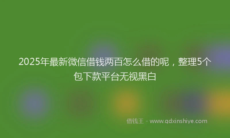 2025年最新微信借钱两百怎么借的呢，整理5个包下款平台无视黑白