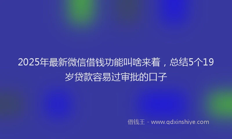 2025年最新微信借钱功能叫啥来着，总结5个19岁贷款容易过审批的口子