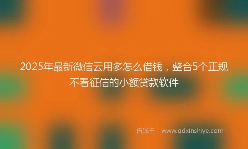 2025年最新微信云用多怎么借钱，整合5个正规不看征信的小额贷款软件
