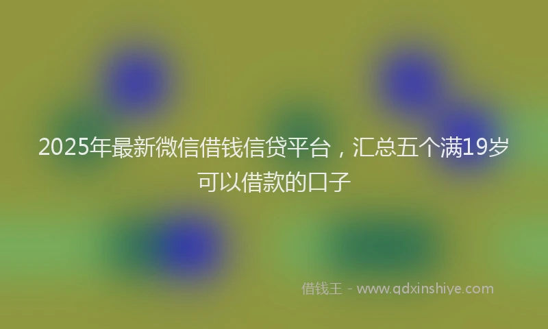2025年最新微信借钱信贷平台，汇总五个满19岁可以借款的口子