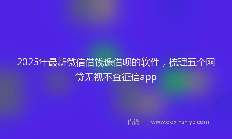 2025年最新微信借钱像借呗的软件，梳理五个网贷无视不查征信app