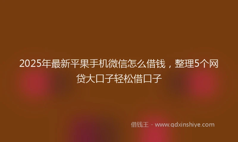 2025年最新平果手机微信怎么借钱，整理5个网贷大口子轻松借口子