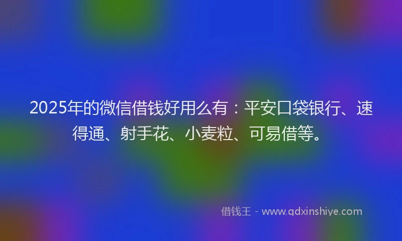 2025年的微信借钱好用么有：平安口袋银行、速得通、射手花、小麦粒、可易借等。