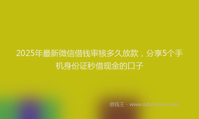 2025年最新微信借钱审核多久放款，分享5个手机身份证秒借现金的口子