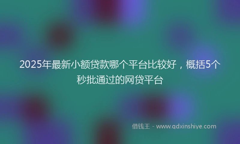 2025年最新小额贷款哪个平台比较好，概括5个秒批通过的网贷平台
