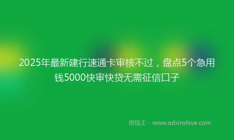 2025年最新建行速通卡审核不过，盘点5个急用钱5000快审快贷无需征信口子