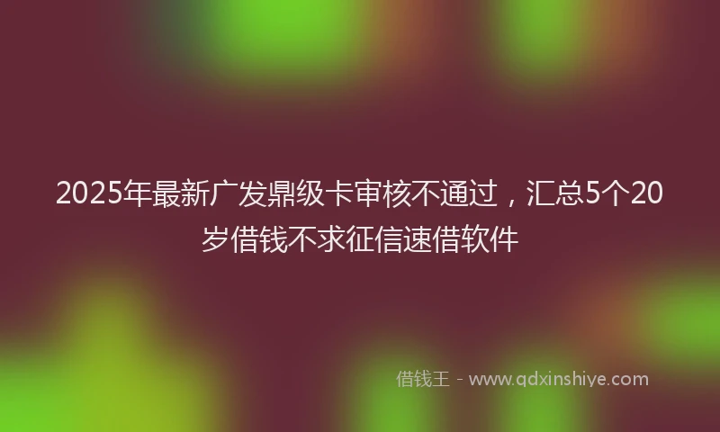 2025年最新广发鼎级卡审核不通过，汇总5个20岁借钱不求征信速借软件