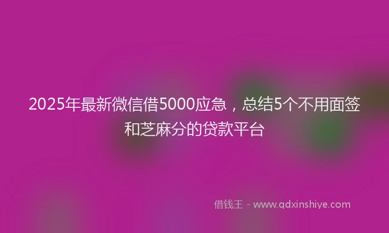 2025年最新微信借5000应急，总结5个不用面签和芝麻分的贷款平台