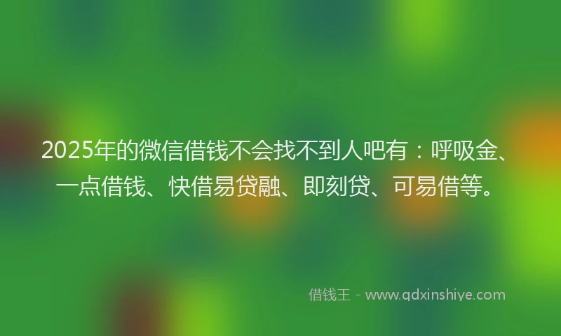 2025年的微信借钱不会找不到人吧有：呼吸金、一点借钱、快借易贷融、即刻贷、可易借等。