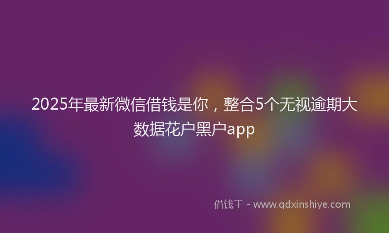 2025年最新微信借钱是你，整合5个无视逾期大数据花户黑户app