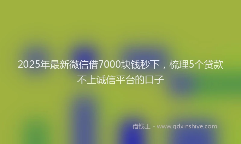 2025年最新微信借7000块钱秒下，梳理5个贷款不上诚信平台的口子