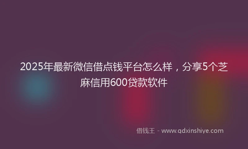 2025年最新微信借点钱平台怎么样，分享5个芝麻信用600贷款软件