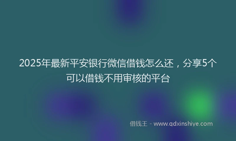 2025年最新平安银行微信借钱怎么还，分享5个可以借钱不用审核的平台