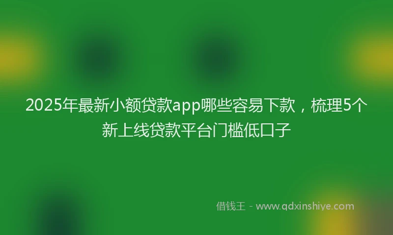 2025年最新小额贷款app哪些容易下款，梳理5个新上线贷款平台门槛低口子