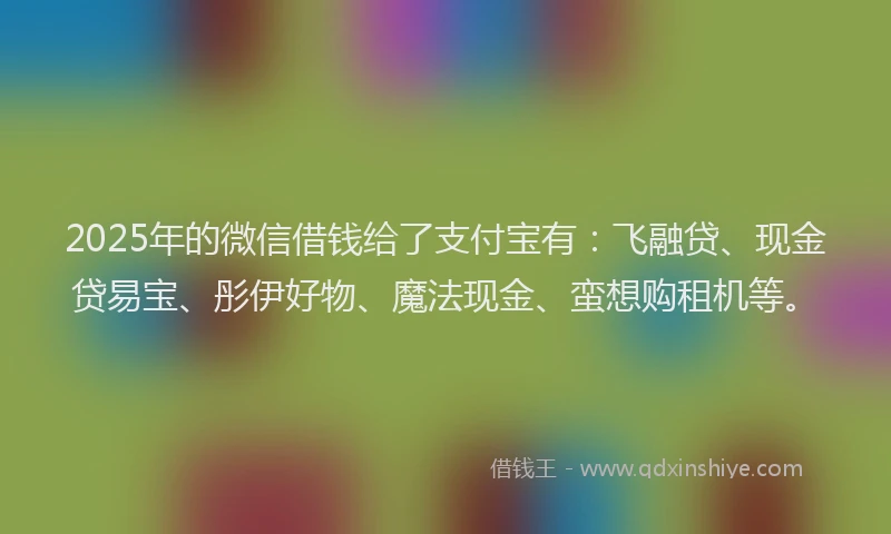 2025年的微信借钱给了支付宝有：飞融贷、现金贷易宝、彤伊好物、魔法现金、蛮想购租机等。