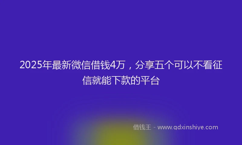 2025年最新微信借钱4万，分享五个可以不看征信就能下款的平台