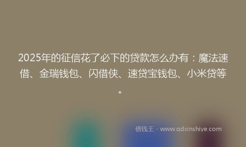 2025年的征信花了必下的贷款怎么办有：魔法速借、金瑞钱包、闪借侠、速贷宝钱包、小米贷等。