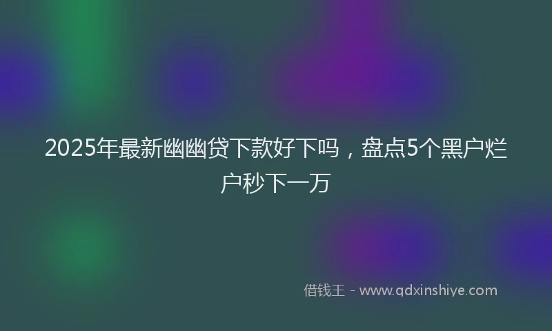 2025年最新幽幽贷下款好下吗，盘点5个黑户烂户秒下一万