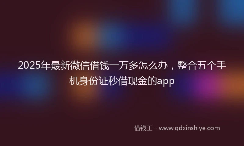 2025年最新微信借钱一万多怎么办，整合五个手机身份证秒借现金的app