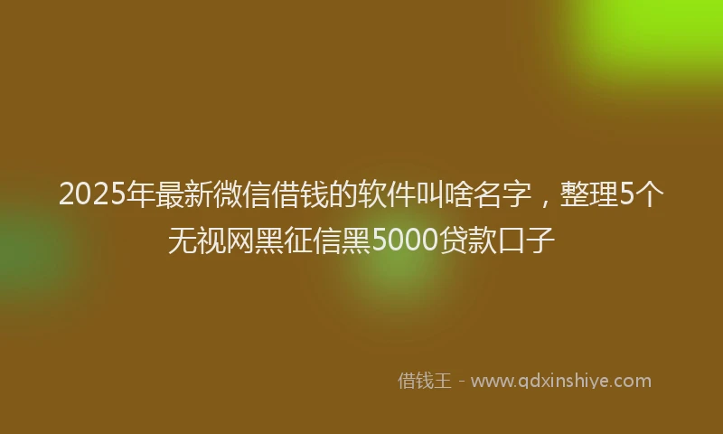 2025年最新微信借钱的软件叫啥名字，整理5个无视网黑征信黑5000贷款口子
