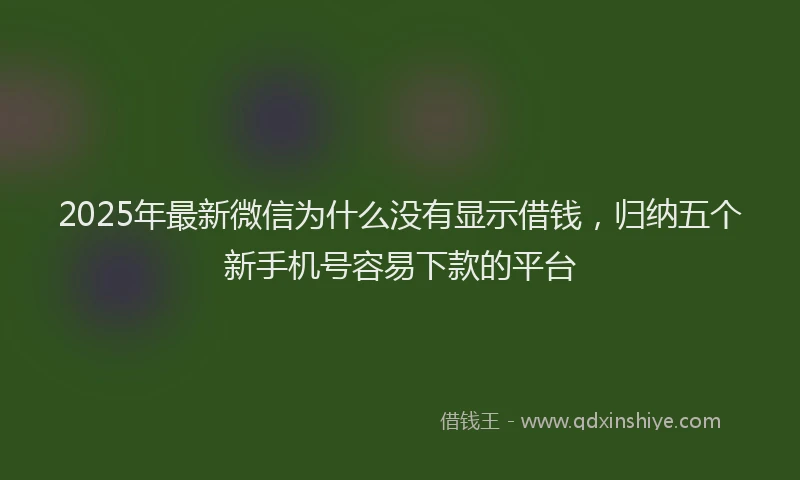 2025年最新微信为什么没有显示借钱，归纳五个新手机号容易下款的平台