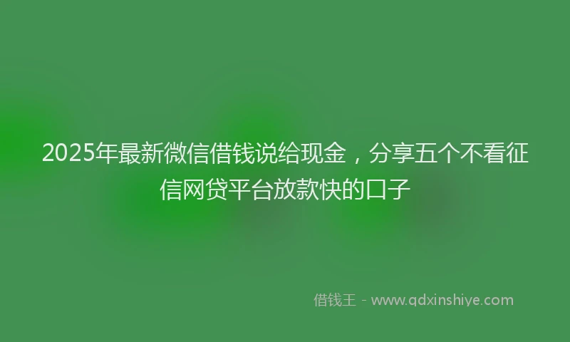 2025年最新微信借钱说给现金，分享五个不看征信网贷平台放款快的口子