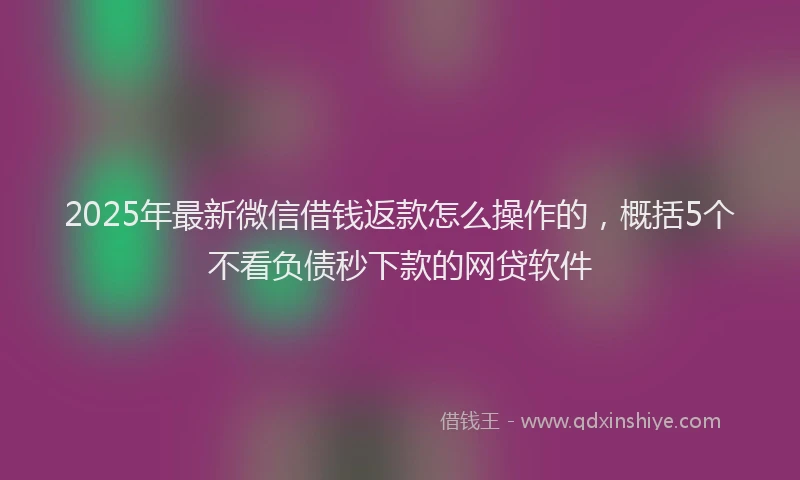 2025年最新微信借钱返款怎么操作的，概括5个不看负债秒下款的网贷软件