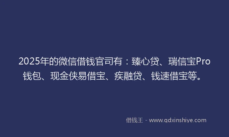 2025年的微信借钱官司有：臻心贷、瑞信宝Pro钱包、现金侠易借宝、疾融贷、钱速借宝等。