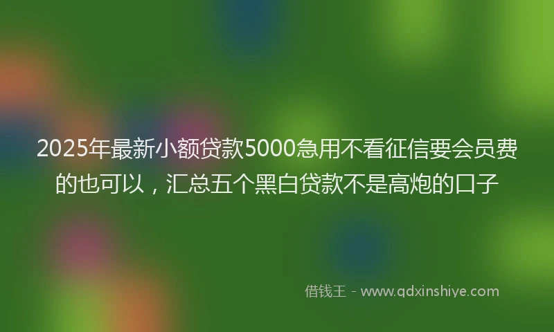 2025年最新小额贷款5000急用不看征信要会员费的也可以，汇总五个黑白贷款不是高炮的口子