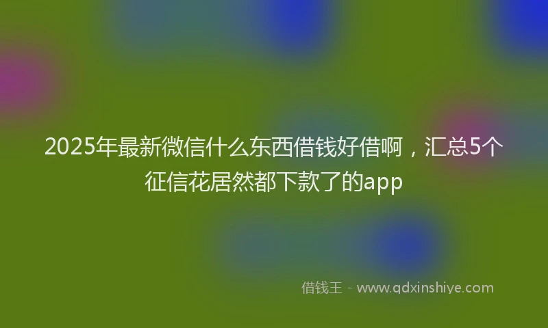 2025年最新微信什么东西借钱好借啊，汇总5个征信花居然都下款了的app